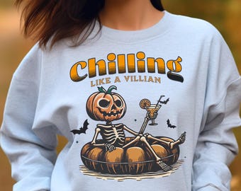 Funny Halloween Pumpkin Sweatshirt - Spooky Season Sweatshirt - Spooky Season Gift - Cute Ghost Pumpkin Sweatshirt- Funny Fall Sweatshirt