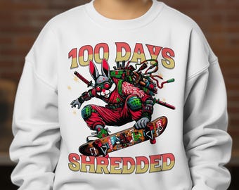 100 Days of School Sweat Shirt , Happy 100 Days, 100th Day of School Skateboarding Sweat Shirt, 100 Days Smarter, I Survived 100 Days Shirt