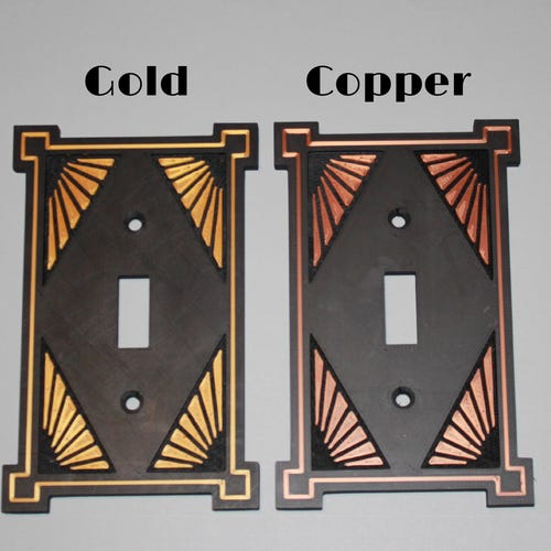 Couvercle d'interrupteur d'inspiration Art déco | Bord du couvercle de la sortie Sunburst/Détail du ventilateur