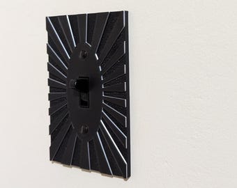 Sunburst Light Switch Cover | Art Deco-Inspired Outlet Cover Silver and Black