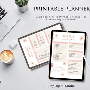 Daily Schedule Planner || Productivity planner printable || Daily planner template printable || Schedule printable