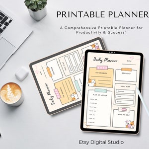 Pastel Cute Daily Planner || Productivity planner printable || Daily planner template printable || Schedule printable