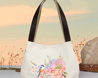 Painted hand bag, tote bags, shoulder tote bag, painting tote bag, Painting Art Tote bag