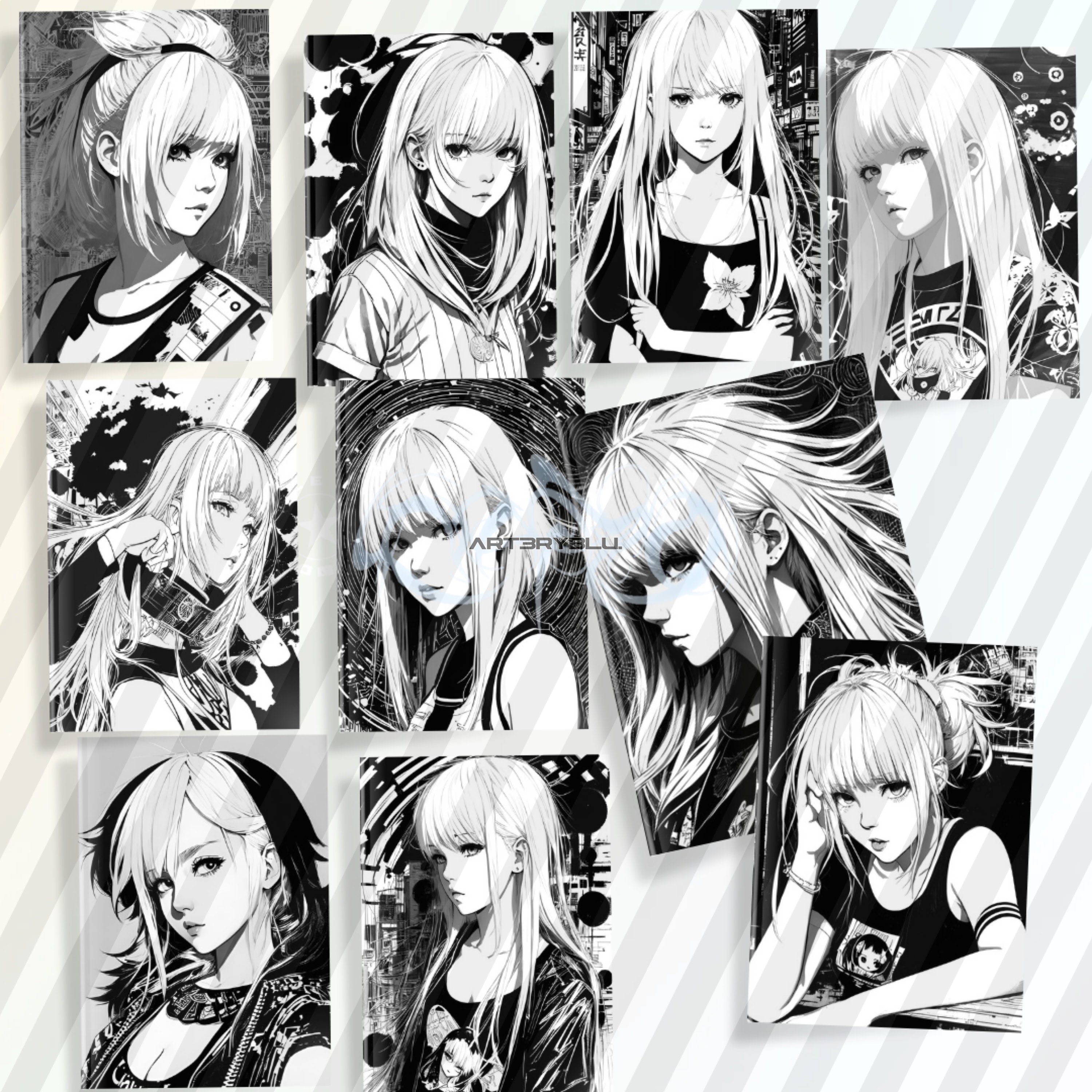 Gothic Anime Girl Coloring Pages Dark Fantasy Art for Adults Digital ...