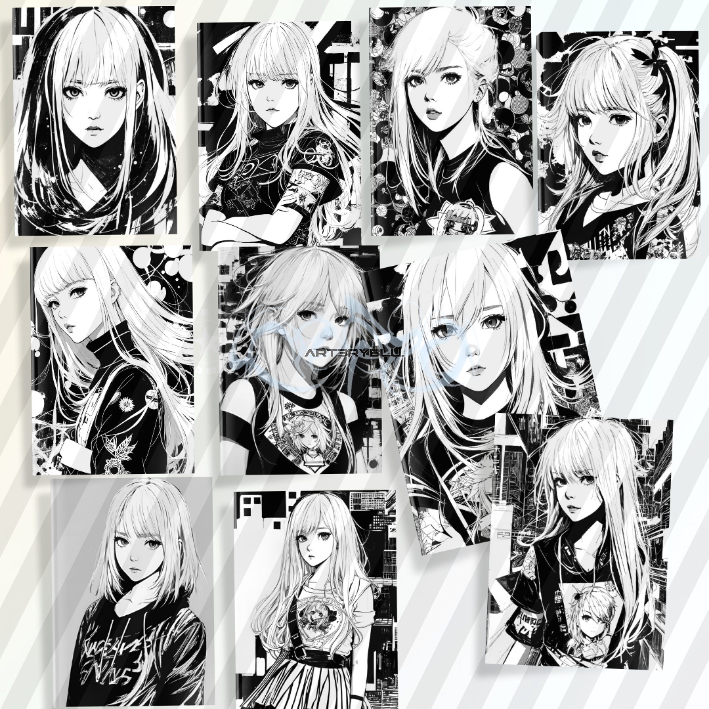 Gothic Anime Girl Coloring Pages Dark Fantasy Art for Adults Digital ...