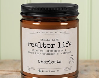 Realtor Gift Personalized Candle Funny Real Estate Agent Closing Gift Idea For Realtor New Agent Gift Appreciation Her Realtor Life Humor