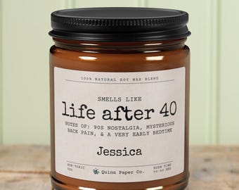 Funny Personalized Candle 40th Gift for Women Custom Name Turning 40 Elder Millennial Humor 90s Nostalgia Candle Aging Gift For Her