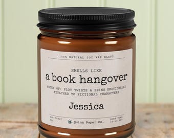 Book Hangover Candle Personalized Book Lover Gift Bookish Candle For Readers Funny Bookworm Reading Candle Custom Name Literary Gift for Her