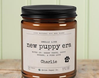 New Puppy Gift Personalized Dog Mom Candle Gift Puppy Adoption New Dog Owner Funny Gift For Her Puppy Parent Gag Gift Custom Name Candle