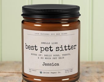 Pet Sitter Gift Idea Custom Name Candle Gift Idea Best Pet Sitter Thank You Gift For Dog Sitter Personalized Candle For Cat Sitter Present