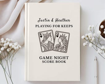 Personalized Game Night Score Book for Couples Custom Name Card Game Scorekeeper Journal Couples Date Night Gift Playing Cards Notebook