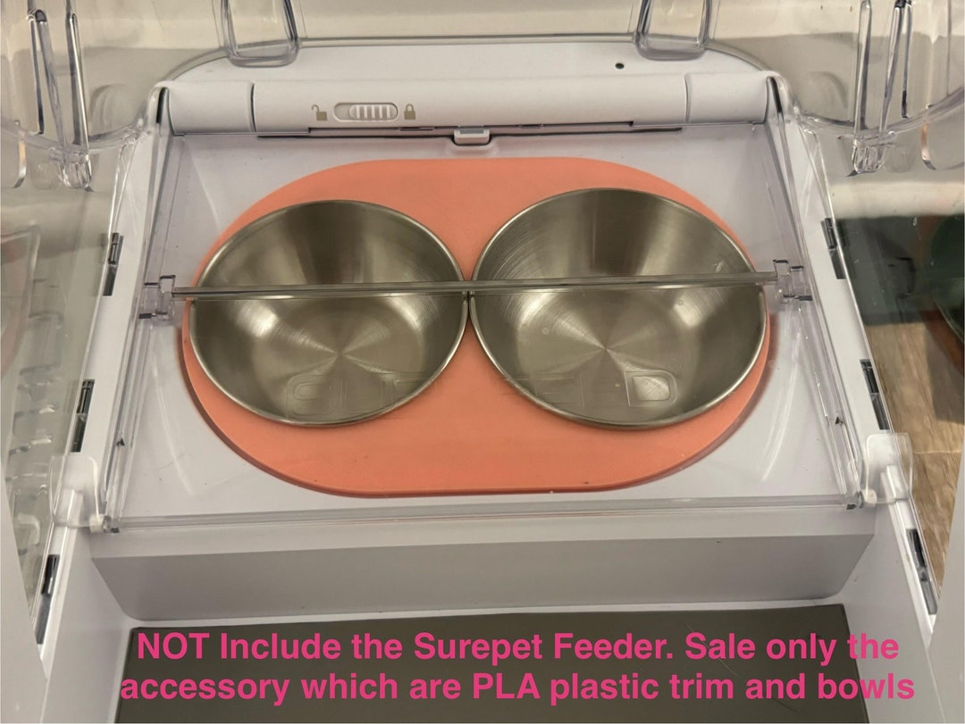 Plastic Trim Holder 4 Stainlesssteel Medium Bowls and 4 Small Bowls for Surefeed Microchip Pet