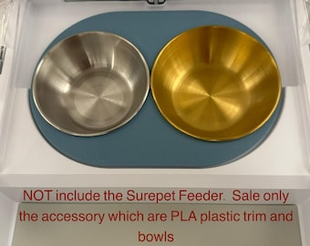 Plastic Trim Holder + 4 silver and 4 gold bowls for SureFeed Microchip Pet Feeder