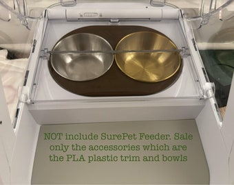 Plastic Trim Holder + 4 silver and 4 gold bowls for SureFeed Microchip Pet Feeder