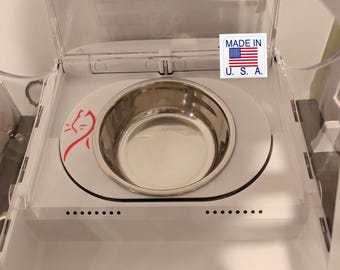 3D Printed Adapter with Large Stainless Steel Bowls – Fits Surefeed® Connect Microchip Pet Feeders