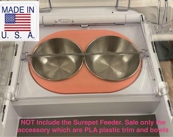 SureFeed Pet Feeder Accessory: Sakura Pink Trims (set of 2) & Stainless Steel Bowls