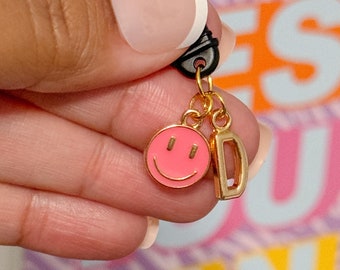 Kindle Dust Plug Charm, Personalized Initial, Smiley Face, Tech Accessory