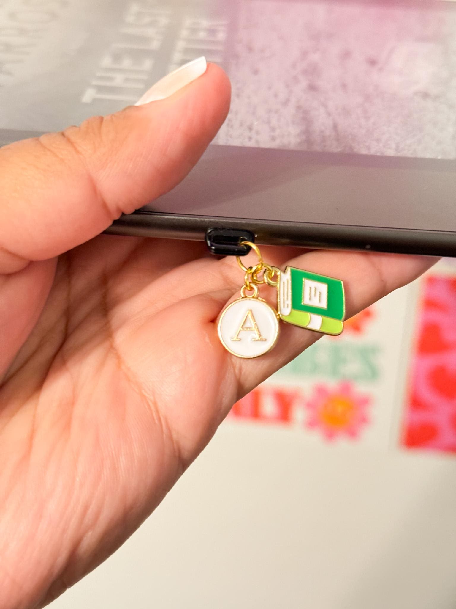 Kindle Charm, USB-C Dust Cover Charm, Kindle Accessories, Bookish Gifts, Mini Keychain, Phone Charm, Cute Tech Accessory, iPhone Dust Plug