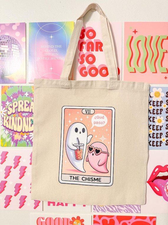 The Chisme Tarot Ghost Tote Bag, Recycled Cotton Canvas, Latina Gift