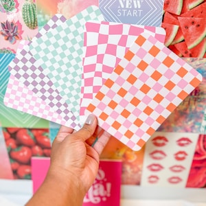 Pink Kindle Insert, Bright Checkered Kindle Inserts, Spring Kindle Inserts, Orange Kindle Skin, Insert for Kindle Clear Case, Mint Insert