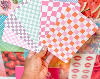 Pink Kindle Insert, Bright Checkered Kindle Inserts, Spring Kindle Inserts, Orange Kindle Skin, Insert for Kindle Clear Case, Mint Insert