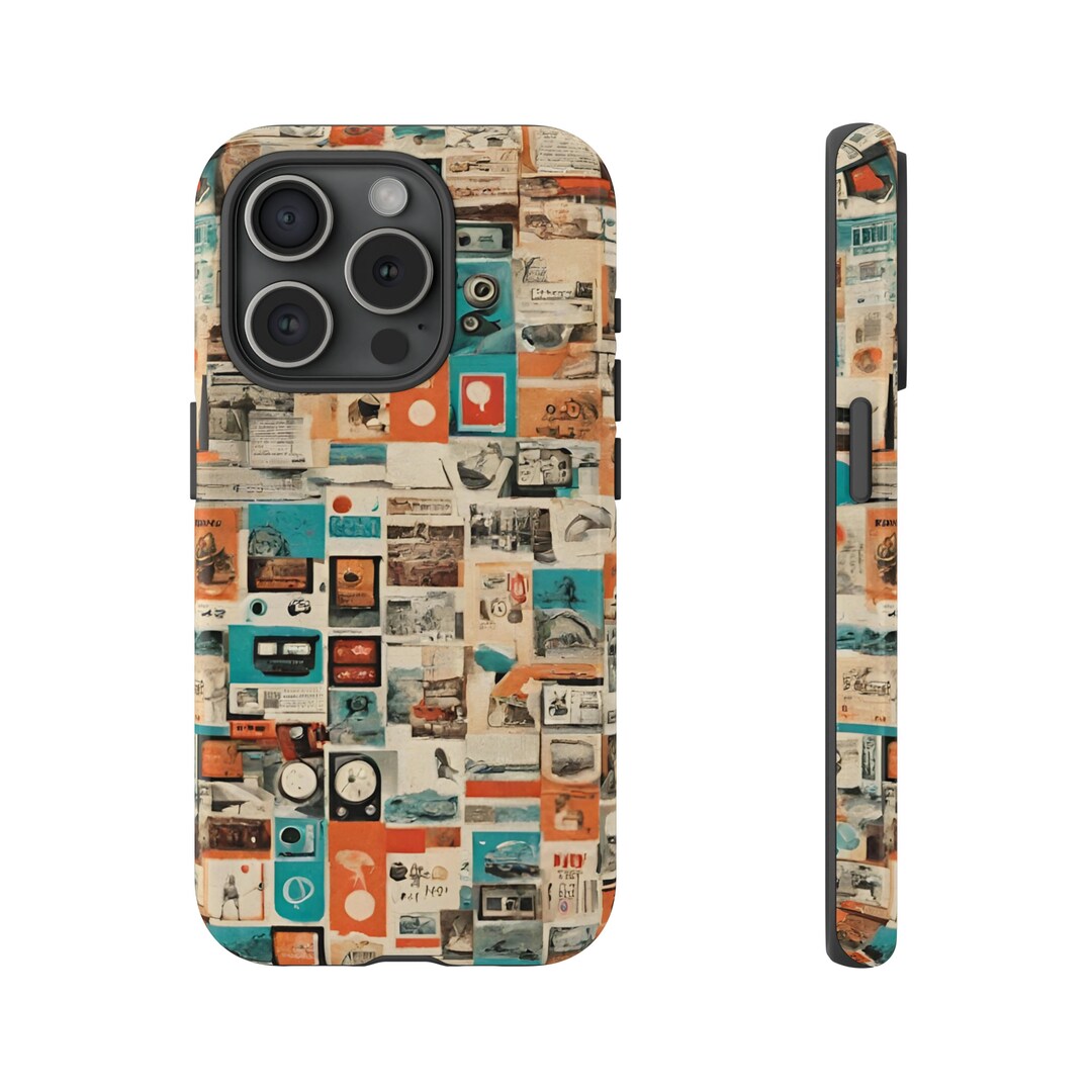 Vintage Retro Phone Case, Collage Phone Case, iPhone 15 14 13 12 11 Pro