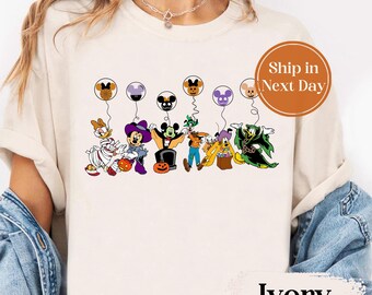 Disney Halloween Shirt, Halloween passendes Shirt, Disney Mickey und Freunde Charaktere Halloween Luftballons T-Shirt, Halloween T-Shirt 10262080