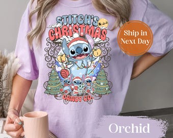 Camiseta navideña de Disney Stitch, camiseta de Merry Stitchmas, camiseta navideña de Disney, camiseta navideña de Disneyland, camiseta navideña para fiestas, regalos navideños 10262047