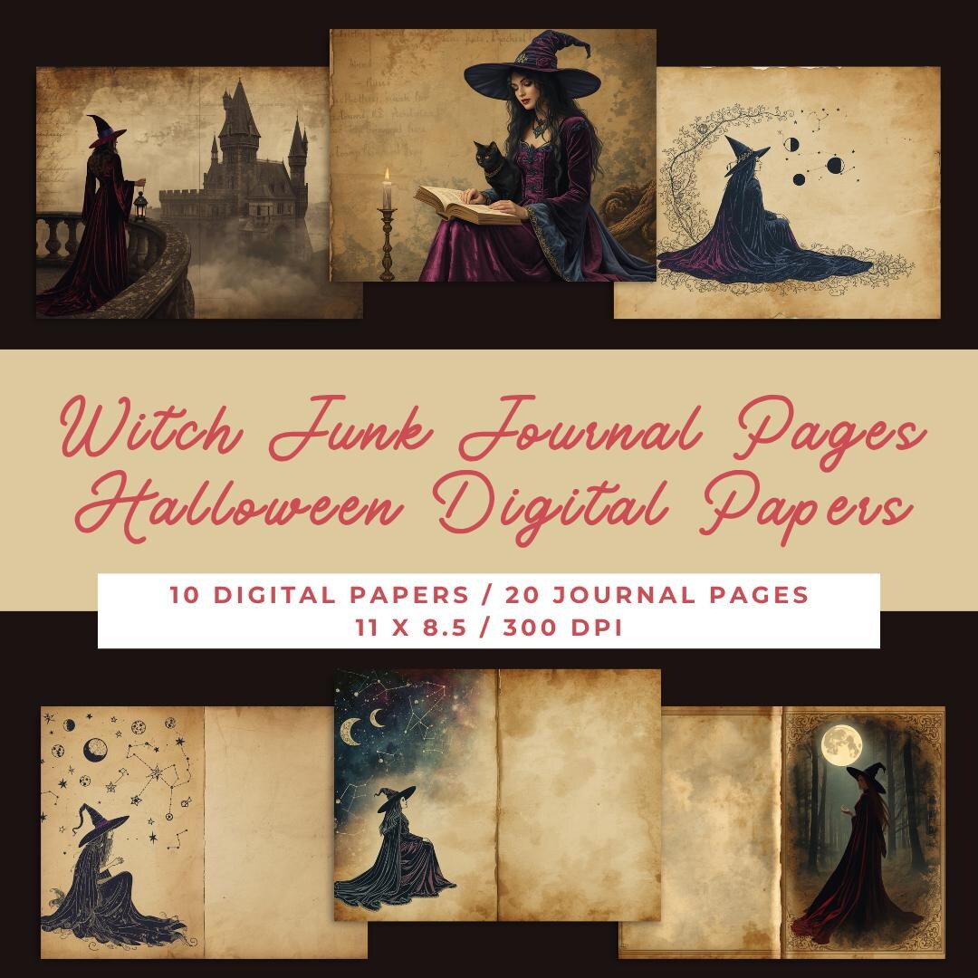 Witch Junk Journal Pages / Vintage Halloween Digital Papers - Etsy