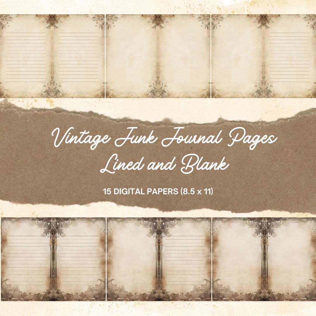 Printable Vintage Junk Journal Pages, Lined and Blank - Etsy