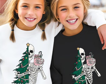 Sorta Merry Sorta Scary Christmas Sweatshirt - Spooky Season Youth Sweater