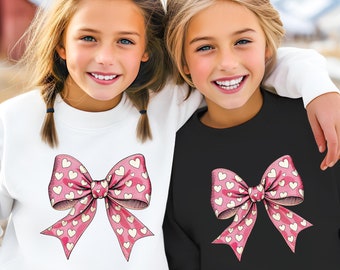 Pink Coquette Bow Toddler Sweatshirt, Preppy Christmas Sweat for Girls
