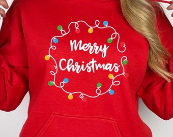 Merry Christmas Lights Sweatshirt, Holiday Cousin Crew
