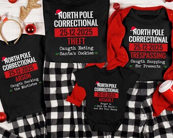 Matching Family Christmas T-Shirts: North Pole Correctional Funny Group Tees
