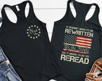 1776 American Flag Tank Top: Patriotic USA, We The People