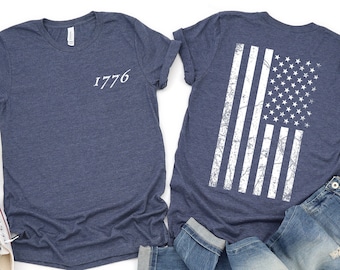 Vintage USA Flag 1776 Shirt - American History Independence Day