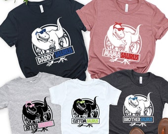 Matching Family Saurus T-Shirts: Custom Birthday Dinosaur