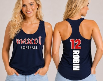 Custom Moisture Wicking Softball Baseball Tank Top, Game Day Shirt, Colorful Name and Number Top, Baseball Tee, Performance Racerback