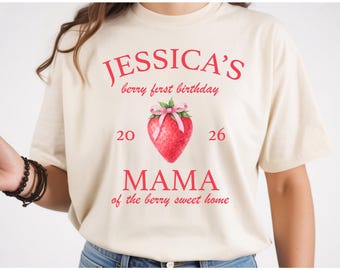 Berry First Birthday Mothers Day Shirt, Strawberry Themed Party Tee Mama Dada Family Tee,  1st Bday Comfort Colors® Mom Dad Berry Tshirt
