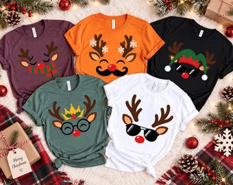 Personalized Reindeer Matching Family Christmas shirts,Custom Name family Christmas 2026 personalized Shirt,Cute Deer Shirt