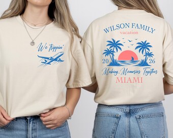 Custom Family Beach Vacation we Trippin T-Shirt, Family Matching Name Shirts, Customized Family Trip Tee, Family Reunion Outfit for Summer
