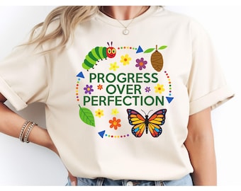 Progress Over Perfection T-Shirt Comfort Colors®, Back To School Tee for Teachers, New Teachers Motivational Gift, Teacher Appreciation Gift
