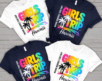 Custom Girls Trip Shirt, Personalized Girls Group Vacation Tee, Matching tee, Girls Summer Trip Outfit, Bachelorette Matching Travel Tee