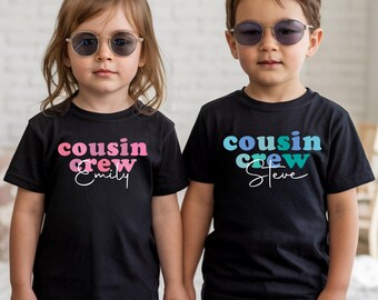 Custom Groovy Cousin Crew Kids Shirt, Matching Cousins Trip Tee, Summer Cousin Crew Toddler Outfit, Custom Name Shirt with Color Options