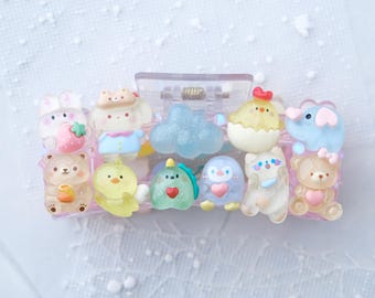 Large Jelly Pink Decoden Kawaii Hair Claw Clip, Cute Characters, Birthday, Anniversary, Christmas, Gift for Her, Present for Kids