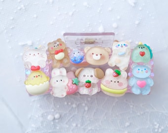 Large Jelly Pink Decoden Kawaii Hair Claw Clip, Cute Characters, Birthday, Anniversary, Christmas, Gift for Her, Present for Kids