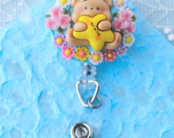 Decoden Kawaii Cute Star Bear, Retractable Badge Reel, Swivel Alligator Clip,  Nurse, New Grad, Coworker, Medical, Doctor Gift