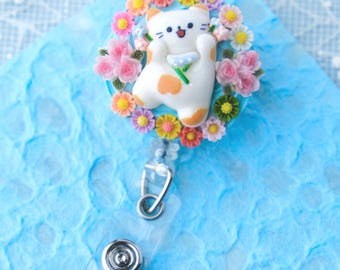 Cute Cat Decoden Kawaii, Retractable Badge Reel, Swivel Alligator Clip,  Nurse Gift, New Grad RN Gift, Healthcare, Doctor, Teacher Gift