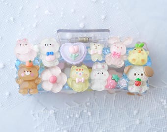Large Jelly Blue Decoden Kawaii Hair Claw Clip, Cute Characters, Birthday, Anniversary, Christmas, Gift for Her, Present for Kids