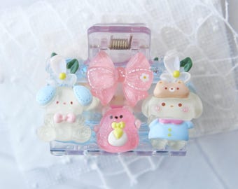 Small Jelly Blue Hair Claw Clip Decoden Kawaii, Cute Animals, Rhinestones, Birthday, Anniversary, Christmas, Gift for Her, Present for Kids